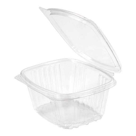 Osmanthus AD16 | 16oz Clear PET Hinged Deli Container | Recyclable, Made with up to 30% Post-Consumer Content, BPA Free, Made in The USA | 5.50" x 4.88" x 2.50" Case Count 200