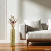 Hosley Decorative Floor Vase, Metal, Gold, 21.75-inch Tall Cylinder Vase for Pampas Grass, Artificial Flowers, Living Room and Entryway Decor