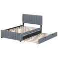 thumbnail image 5 of BEBPILOO Full Size Velvet Upholstered Platform Bed with Twin Size Trundle, Gray, 5 of 12