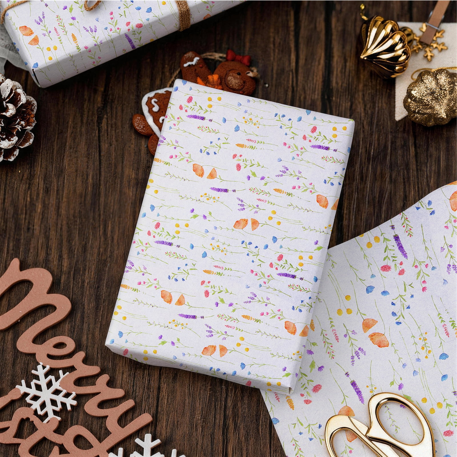 200 Sheets Tissue Paper Vintage Wildflower for Gift Bags Birthday Party Flower Decoration 20x14 in