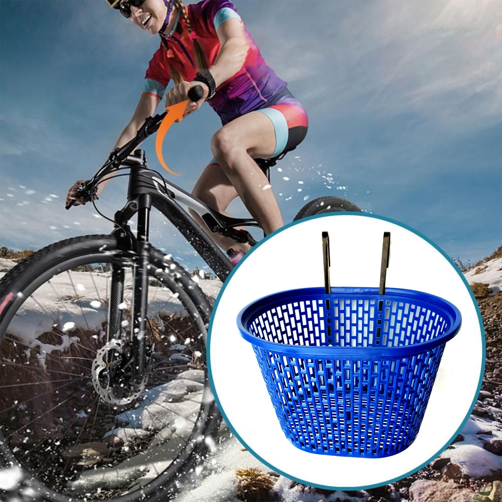 YIFAEUX Bicycle Basket Strong Large Capacity Hollowed-out Plastic Basket Multifunctional Item Storage Removable Folding Bike Organizer Front Basket Cycling Accessories