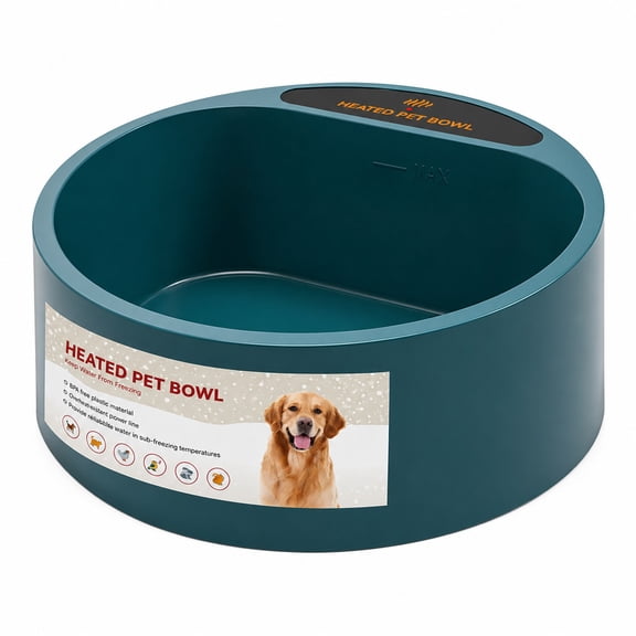 Thermostatic Heated Pet Water Bowl 74.4 oz IP67 Green