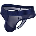 thumbnail image 3 of JOCKMAIL Men's Thong Underwear Ice Silk Bikini Underwear Sexy Low Rise T-Back Under Panties 2-Pack, 3 of 7