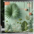 thumbnail image 4 of Ambesonne Sage Green Shower Curtain, Jade Tone Exotic Leaves, 69"Wx75"L, Cadet Blue Teal Salmon, 4 of 4
