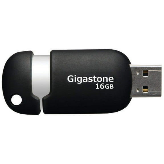 Gigastone V10 16GB USB2.0 Flash Drive, Capless Retractable Design Pen Drive, Black and Silver GS-Z16GCNBL-R