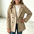 thumbnail image 2 of BXJX Girls Peacoats Size 10-12, Long Sleeve Casual Lapel Collar Double Reasted Kids Mid-length Outerwear, 2 of 9