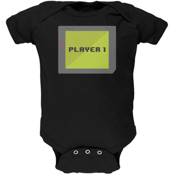 Halloween Old School Gamer Player 1 Soft Baby One Piece Black 12 Month