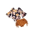 thumbnail image 2 of Seyurigaoka Toddler Baby Girl Jumpsuit 2PCS Outfit Sets, Pagoda Long Sleeve Pullover Top Shirt, Khaki Tassel Pants For Spring, Autumn, 2 of 7