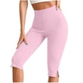 thumbnail image 4 of Hilenly Womens Split Capri Leggings High Waisted Knee Length Shorts Stretchy Slim Fit Capris Yoga Leggings, 4 of 8
