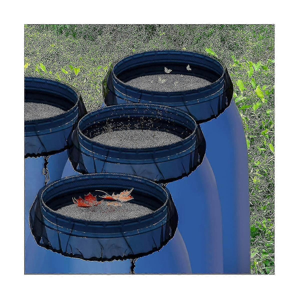 4 Pack Rain Barrel Net Covers - Leaf Resistant Rain Barrel Net Covers With Drawstring
