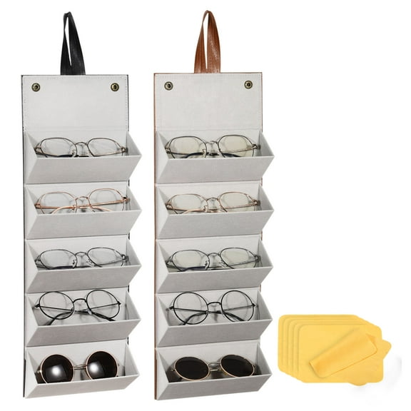 Uxcell 2 Pack Sunglasses Organizer 5Slot, Travel Eyeglasses Cases, Multiple Pairs Eyeglasses Storage Sunglasses Holder