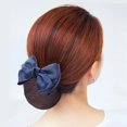 thumbnail image 3 of Shisuyan 1Pc Beautiful Bowknot Design Hair Net Pearl Studded Hairpin for Hair Decoration Use Thick Net (Dark Blue), 3 of 9