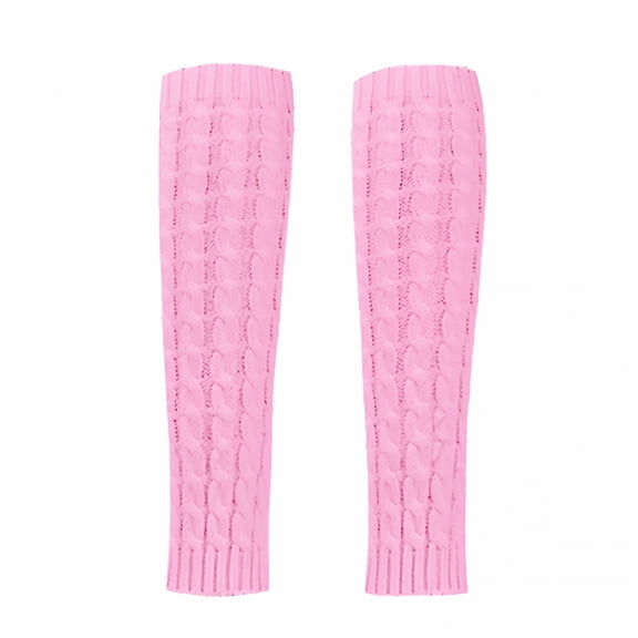 TELOLY Winter Warm Leg Warmers Knitted Crochet Long Socks for Women Pink Leg Warmers