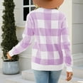 thumbnail image 6 of Jjayotai Checkered Oversized Sweaters for Women, Crew Neck Long Sleeve Sweater Shirt, Color Block Knit Pullover Tops Purple L, 6 of 8