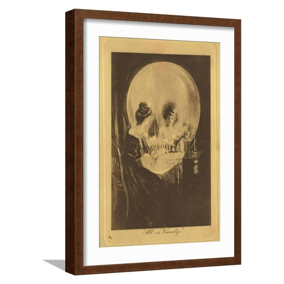 Art.com All is Vanity, c. 1900 Giclee Print, Brown Frame Wall Art, 17" x 23"