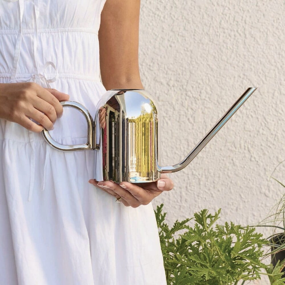 Bloem Crane 1.5L Watering Can, Silver Powder Coated with Novelty Handle and Long Sleek Spout