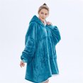 thumbnail image 3 of Flannel Autumn Winter Throw Blanket Plush Loose Mid Length Hooded Multi Functional Adult Blanket color:black, 3 of 8