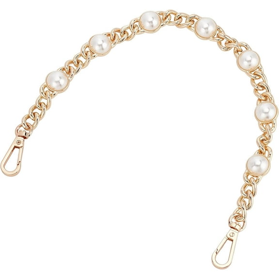 Pearl Purse Replacement Chain 14.1 Inch Imitation Pearl Bead Short Bag Handle Strap Bag Charms Crossbody Decoration Chain for Satchel Clutch Shoulder Hobo Bag Dumpling Pouch Gold