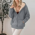 thumbnail image 6 of Dwralegc Warm Hoodies for Women Casual Fleece Sherpa Lined Hoodie Thick Long Sleeve Coats Warm Fall Winter Hoodies with Pockets Dark Gray M, 6 of 6