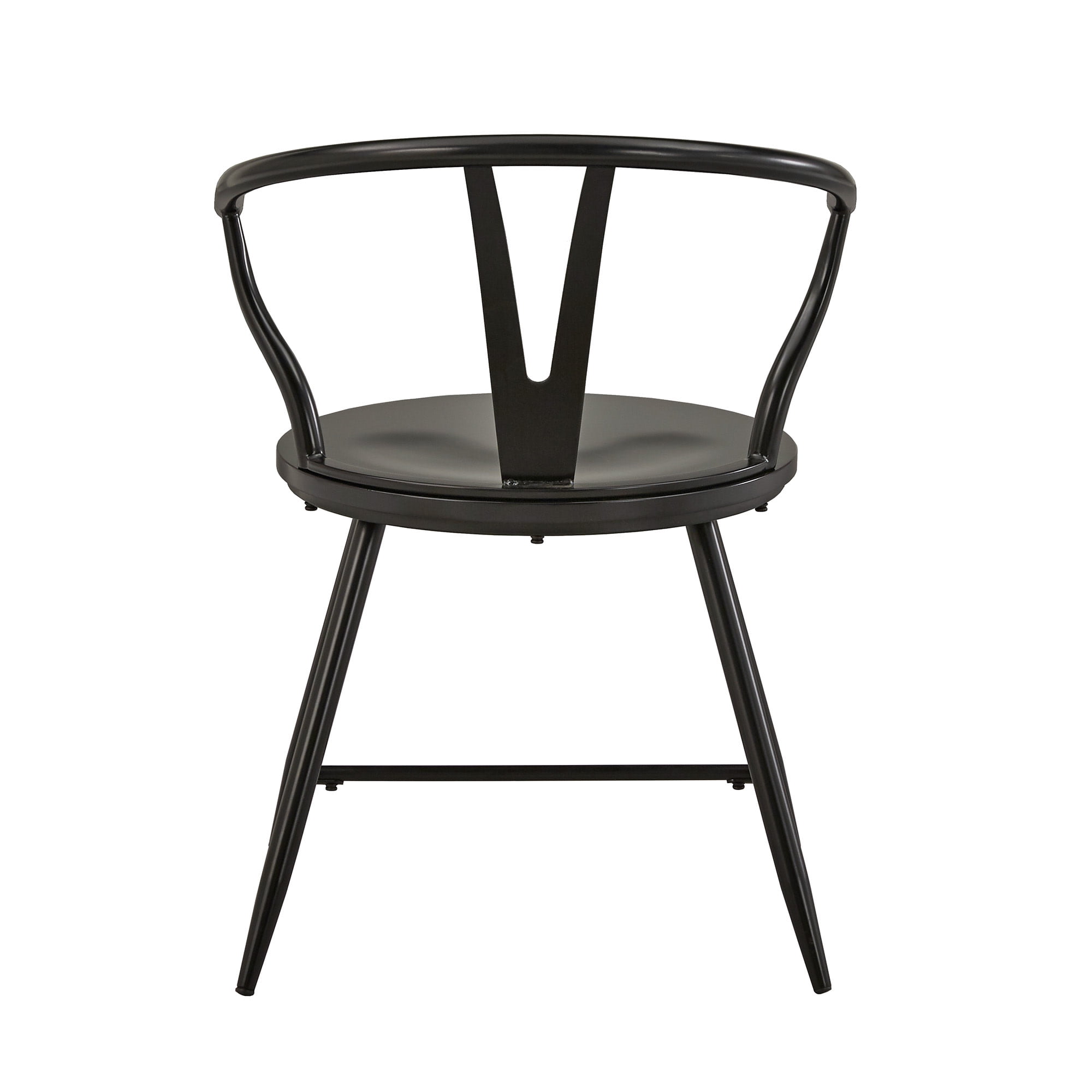 Weston Home Lydford Wishbone Back Metal Side Chair with Wood Seat, Black (Set of 2)