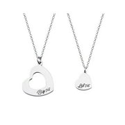 Myospark--Big Sister and Little Sister Matching Heart Necklace Set