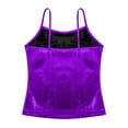 thumbnail image 3 of Oyolan Kids Girls Shiny Metallic Ballet Dance Camisole Tank Tops Party Vest Hip Hop Dance Tops Dancewear Purple 14, 3 of 7