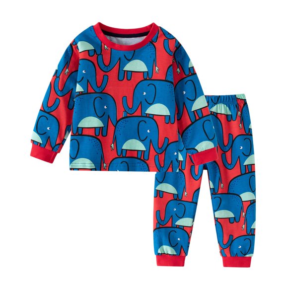 Afdoent Boys Pajamas Set Cartoon Print Long Sleeve Sleepwear Comfortable Pajamas Loungewear For Kids Homewear Nightwear Classic 12-24 Months