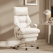 OKUP Executive Reclining Office Chair with Footrest, Microfiber Leather 160° Recline, Cream, Big and Tall 420lbs
