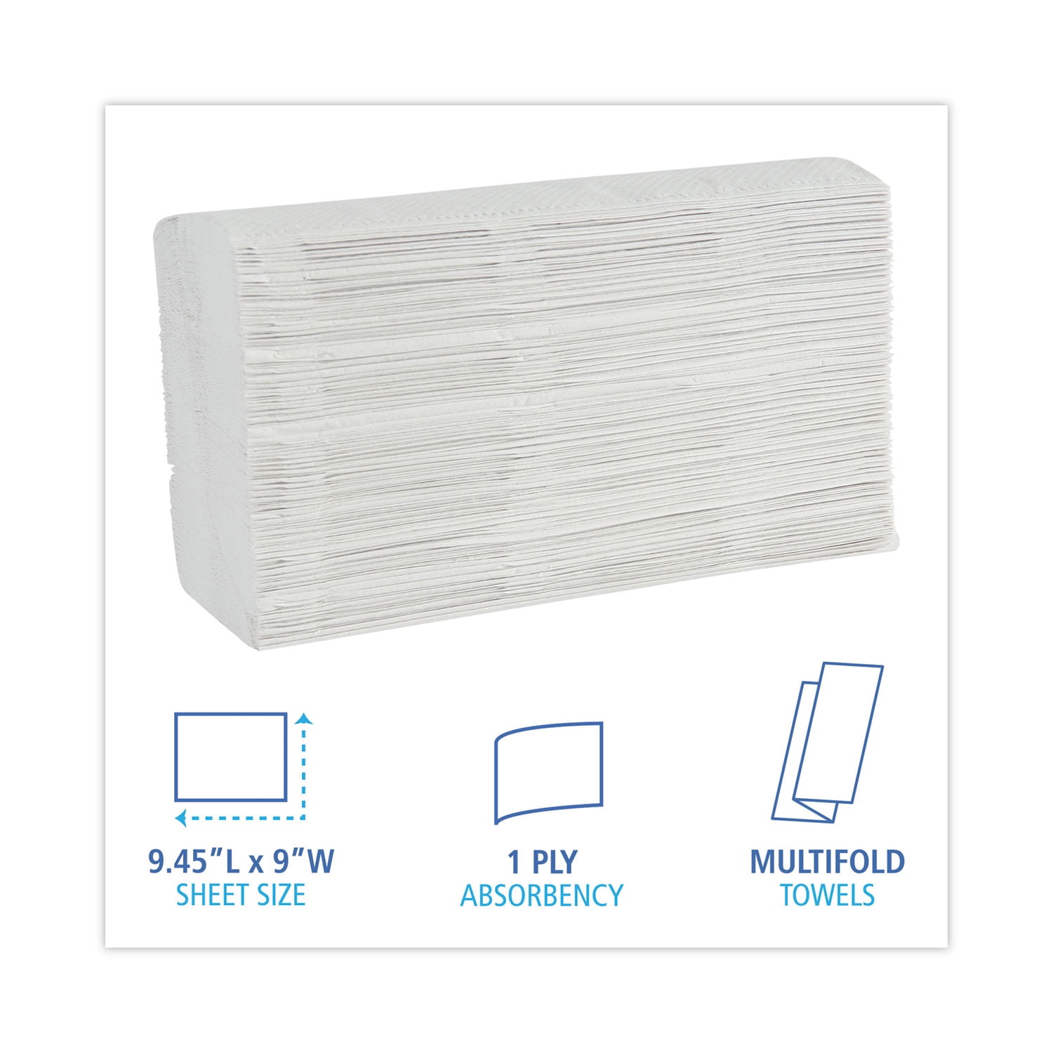 Boardwalk Multifold 1-Ply Commercial Paper Towels, 16 Packs, 250 Sheets per Pack, White