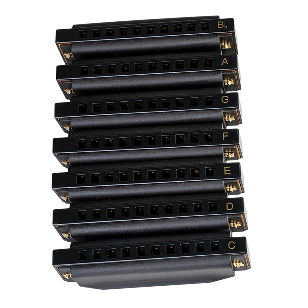 Deluxe Seven Piece Diatonic Harmonica / Case 7 Harmonicas Pack