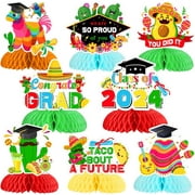 8 Pieces Mexican Graduation Honeycomb Centerpieces for Tables - Fiesta Graduation Party Decorations 2024, Taco Bout A Future Table Toppers for Congrats Grad Class of 2024 Party Supplies