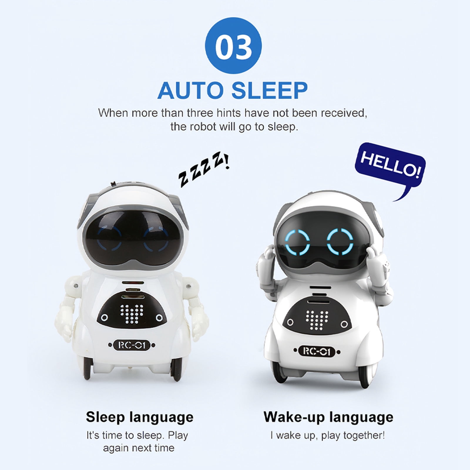 CQCYD Interactive Talking Robot forKids, Voice Recognition RC RobotToy, Mini Pocket Robot with Singing Dancing Storytelling Functions, Educational SmartToyGift for BoysGirls