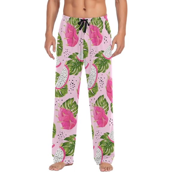 GZHJMY Pajama Pants for Men - Dragon Fruit, Loose Lightweight PJs Lounge Bottoms with Pockets Drawstring, Christmas New Year Birthday Gifts, Medium