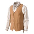thumbnail image 5 of Vest For Men Qiggri Men Solid Fashion Retro Have Pockets Breasted Vest Tops Blouse Suit Vest For Men, 5 of 9