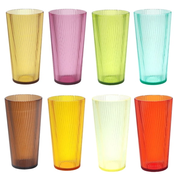 WowProLiv 8 Piece Set of 8 Plastic Dishwasher Drinking Cups Tumblers MS Glasses 19oz 19 Ounce