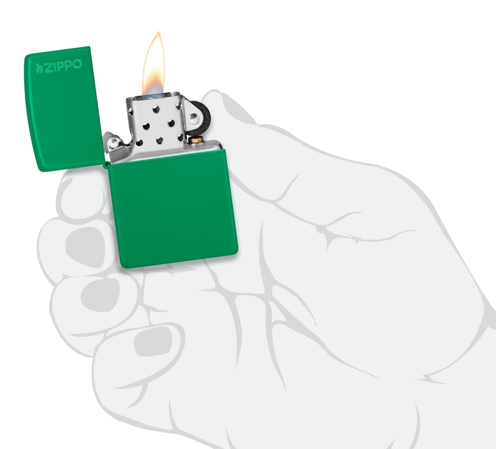Zippo Grass Green Matte Zippo Logo Classic Pocket Lighter