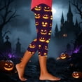 thumbnail image 5 of Yeaiivve Print Capris for Women Halloween Pumpkin Graphic Skinny Pants Elastic High Waist Workout Legging Stretchy Cozy Pajama Bottoms L, 5 of 8