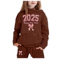 thumbnail image 2 of Toddler Girls Outfit Sets Kids Middle And Older Long Sleeved 2025 New Years Print Hooded Top Sweater Pants Set,2-Piece,Size 2-13Y, 2 of 3