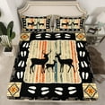 thumbnail image 2 of Feelyou Wildlife Deer Kids Queen Sheet Sets, Vintage Western Lake House Flat Sheet, Tribal Aztec Triangle Queen Fitted Sheet, Breathable Home Decor, 4-Piece, 2 of 7