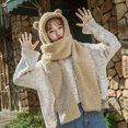 thumbnail image 4 of MIASHUI Women's Bear Ear Hat and Scarf Set Lined Winter Cap with Built-in Scarf Cute and Warm Khaki, 4 of 4