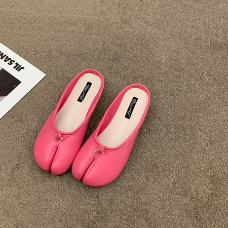 

W -bottomed beanie pig feet shoes women‘s shoes 2024 spring and autumn horseshoe toe thumb pig trotters boat shoes red ladle