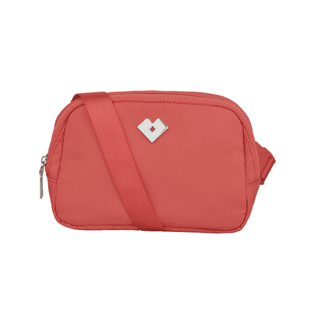 Cangurera para Mujer Deportiva y de Viaje LuckyLy, Bolsa Crossbody y Bandolera tipo Riñonera, Ligera, Repelente al Agua y con Múltiples Compartimentos, Modelo Mina coral UNITALLA