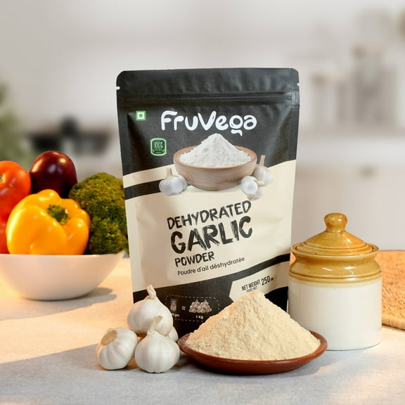 Fruvega Garlic Powder 75g , 75g = 300g Garlic! — Less Weight, More Flavor | 100% Pure and Natural