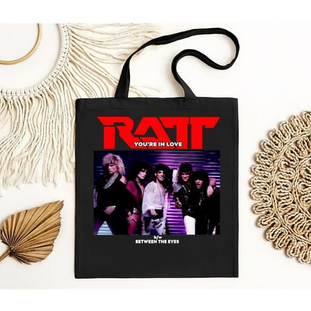 vintage Rare Ratt Tote Bag You Re In Love 1985 Heavy Metal Band Cotton Black Bag-TH17089