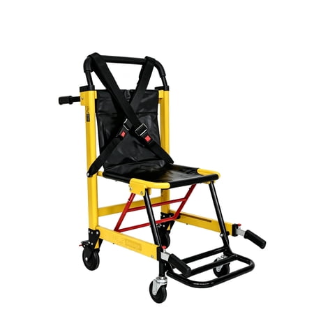 LINE2design USA EMS Transport Stair Chair - Manual Foldable Emergency Evacuation Chair, 400 lb Capacity, Made in USA - Yellow