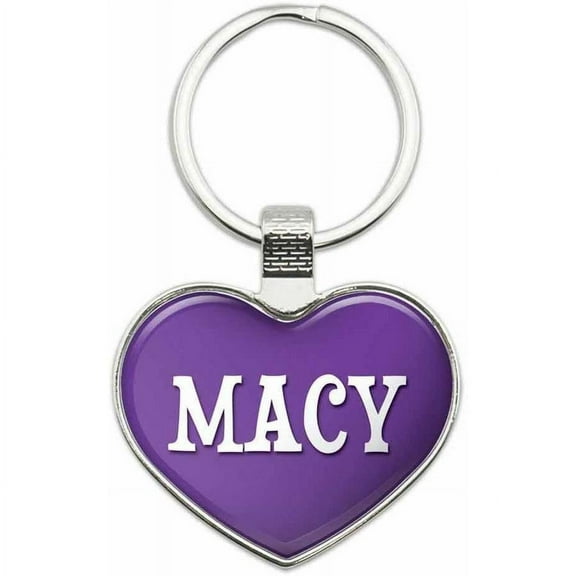Macy - Names Female Metal Heart Keychain Key Chain Ring, Purple