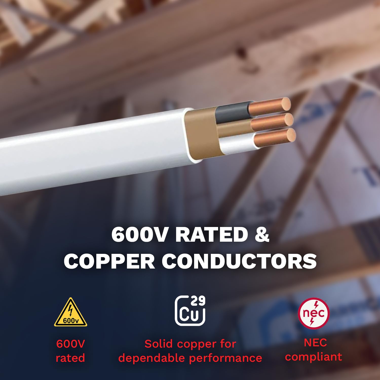 Solid Indoor Wire 14/2 W/G NMB Cable 50ft Coil - Copper Building Wire Cable SW 28827423