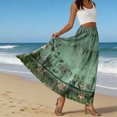 thumbnail image 6 of LWavelet Women Tribal Print Tiered Maxi Skirt Elastic Waist With Pockets Boho Long Skirt Army Green M, 6 of 6