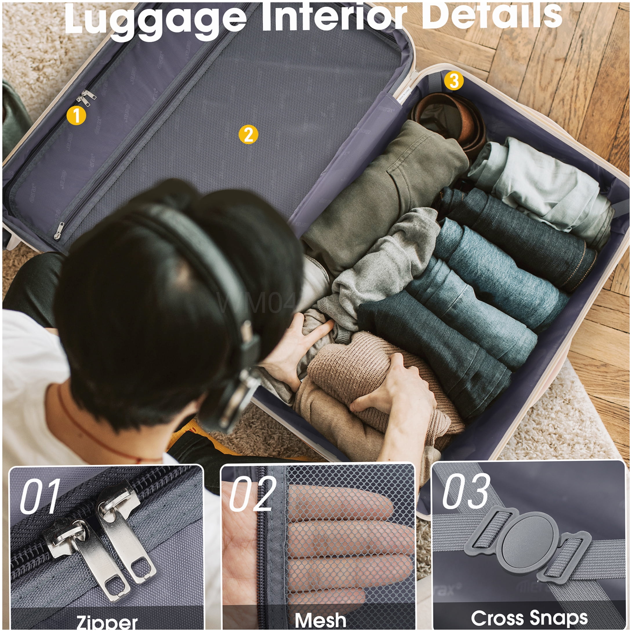 Expandable Light Pink 3-Pc Hardside Spinner Luggage Set with TSA Lock