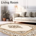 thumbnail image 2 of ODIKA 4'x6' Machine Washable Non-Slip Area Rug, Traditional Floral Damask Noble Palatial Embellishment High Traffic Rug, Brown, 466274, 2 of 7